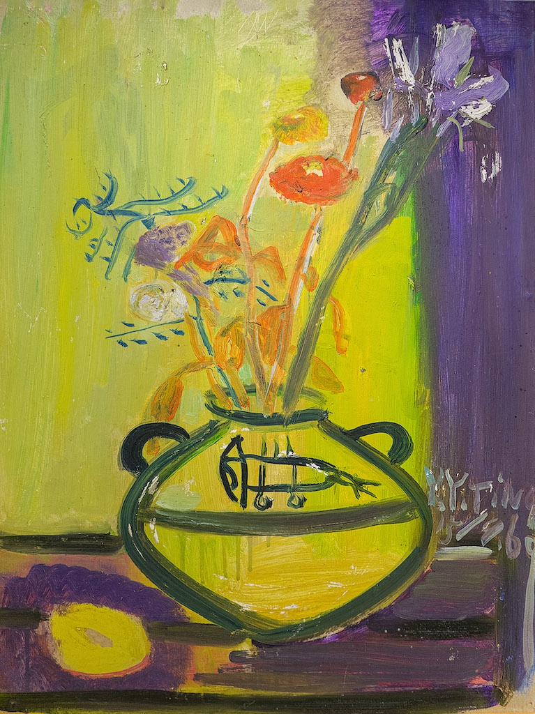 丁衍鏞_瓶花靜物_1969_油彩、木板_62×45.6cm （含框：72.x57.5）