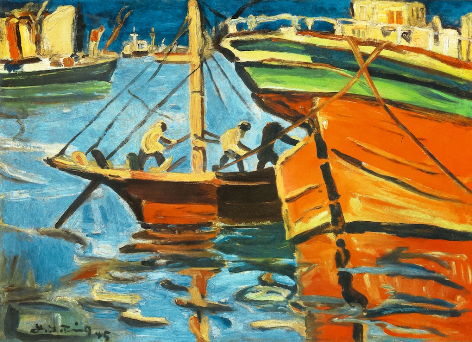 丁衍鏞_漁港_1956_油彩、畫布_66×91cm