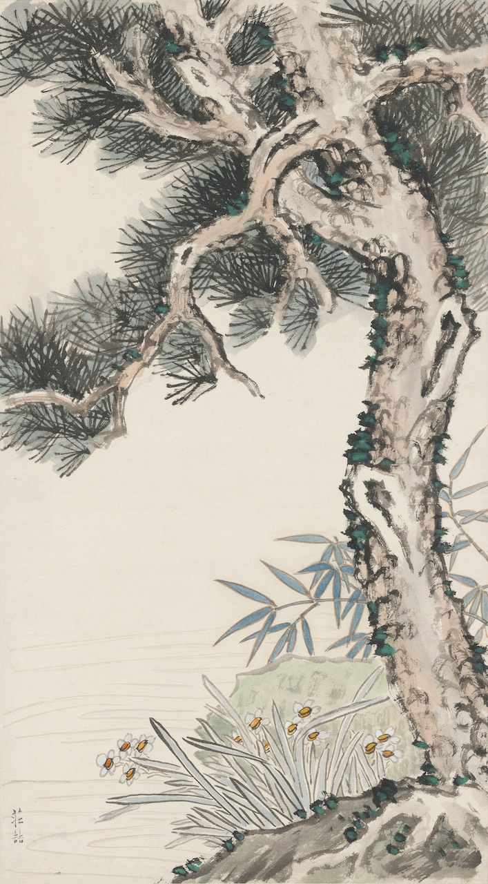 莊喆_三清圖_彩墨、紙張_待考_196.2x86.8